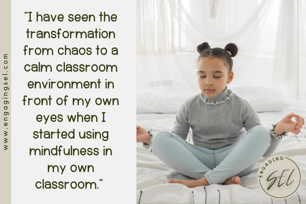 Student in the classroom practicing mindfulness in a calm classroom environment